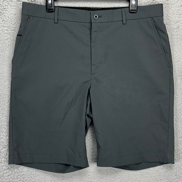 Greg Norman Men Chino Golf Short 36 Dark Gray Pocket Flat Front Stretch Athletic